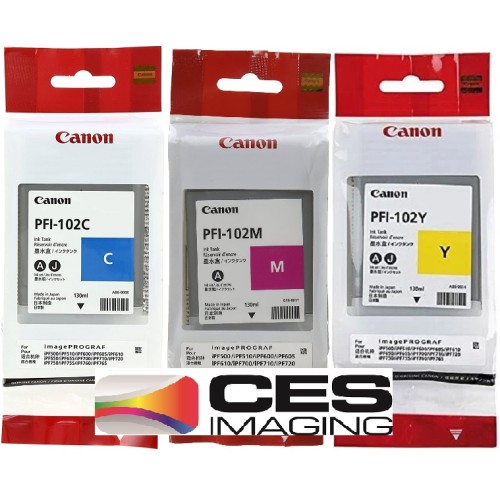 PFI-102 Canon Pigment Ink Tanks - 130ml 3-Pack Colors